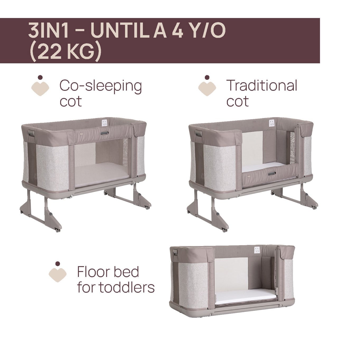 Chicco Next2Me Forever Co-Sleeping Cot Almond Bej Anne Yanı Beşik