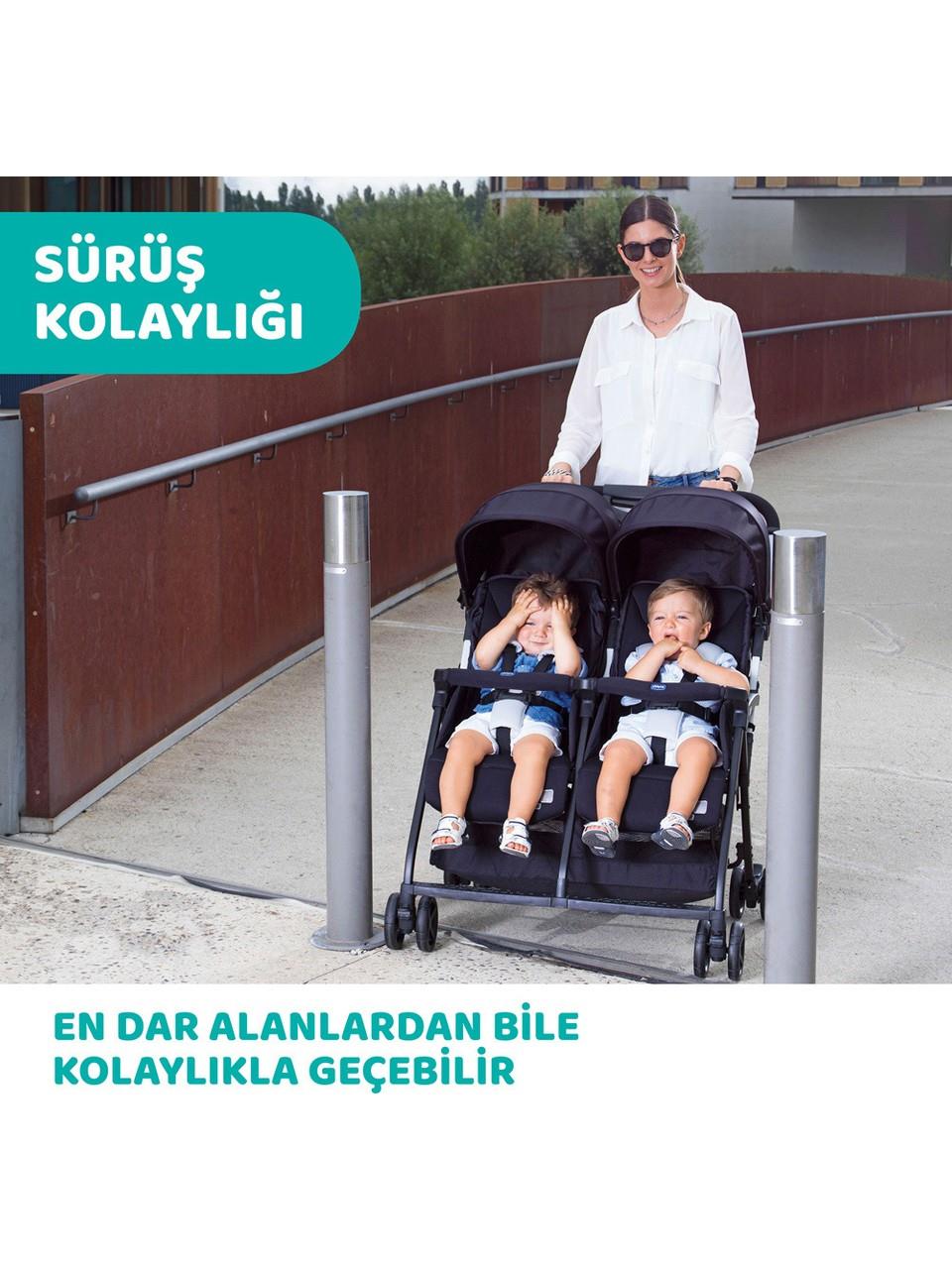 Chicco Ohlala 2 Twin Ultra Hafif Ikiz Bebek Arabası Black Night