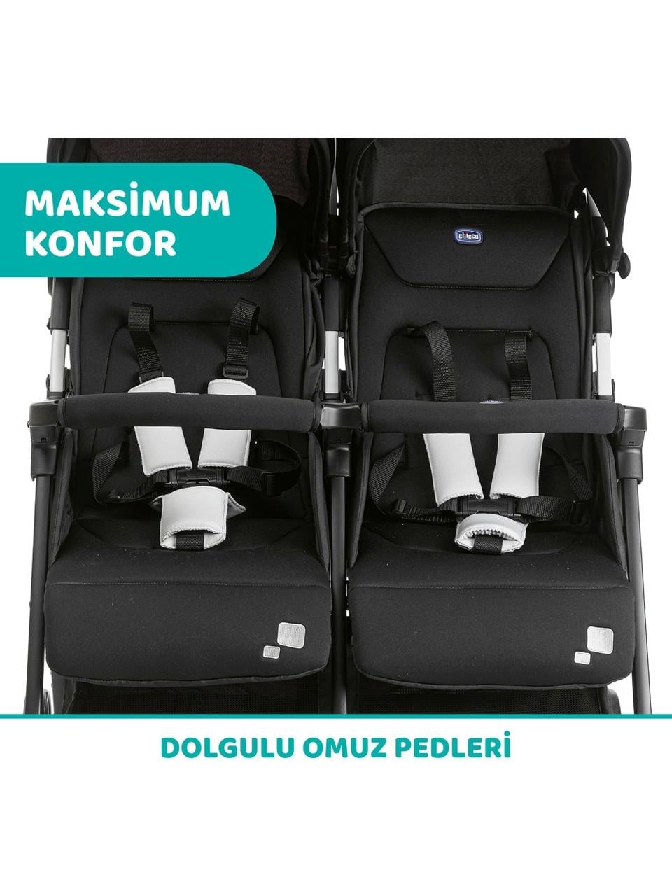 Chicco Ohlala 2 Twin Ultra Hafif Ikiz Bebek Arabası Black Night