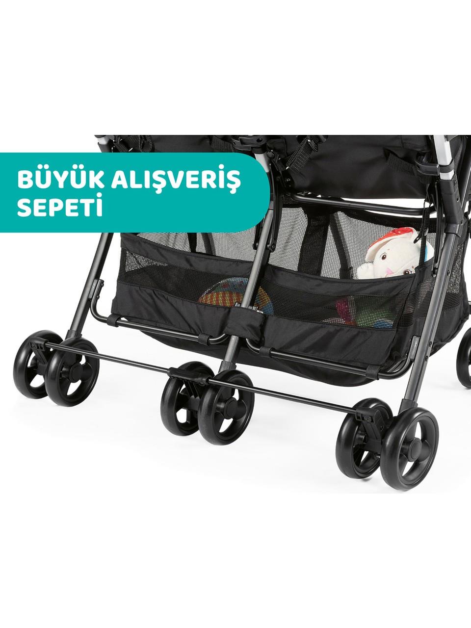 Chicco Ohlala 2 Twin Ultra Hafif Ikiz Bebek Arabası Black Night