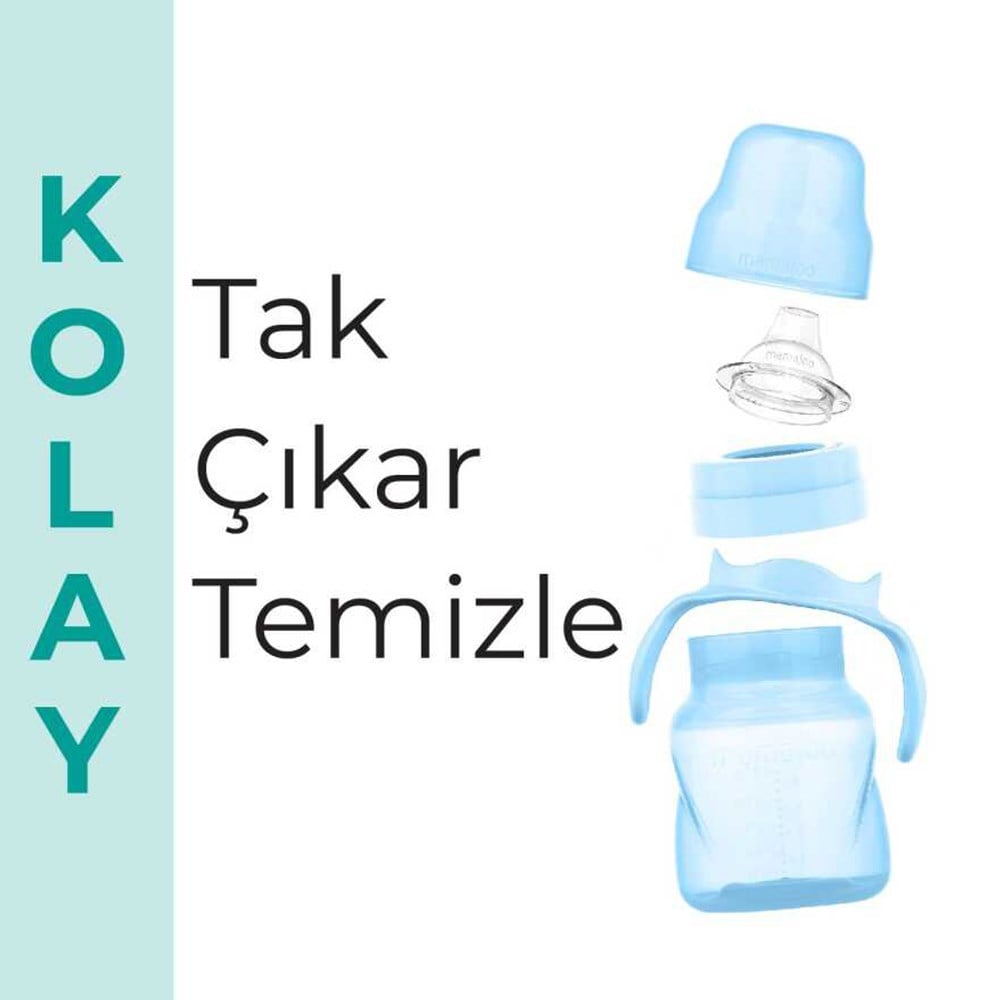 MAMAJOO Akıtmaz Alıştırma Bardağı 160 ML ( Pow Blue ) ( 6 Ay+ )