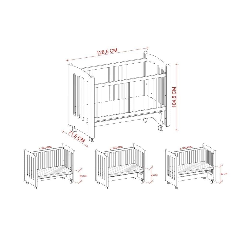 Meltem Smart Mia Anne Yanı Ahşap Sallanır Beşik Beyaz (60x120)