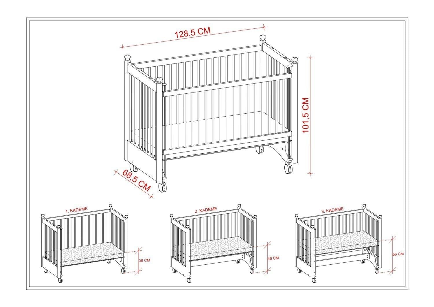 Meltem Smart Mondo Anne Yanı Ahşap Sallanır Beşik Beyaz Ekru (60x120)