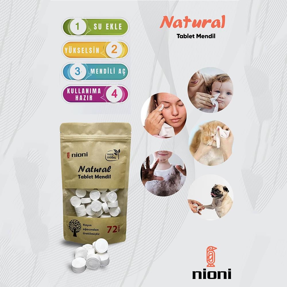 NİONİ 72'li Natural Tablet Mendil