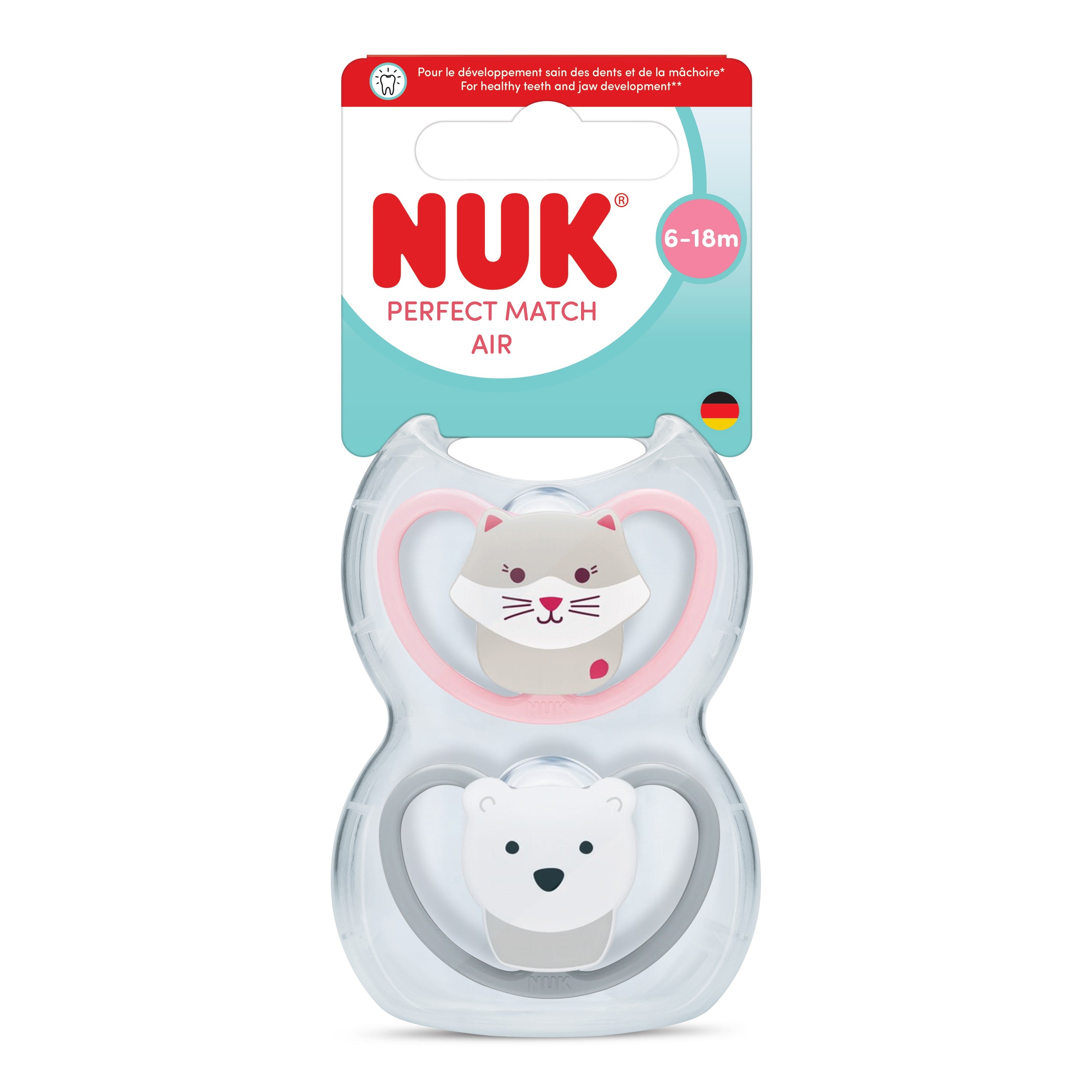 NUK Emzik PM Air 2'li  6-18 ay Gri/ Pembe Kız