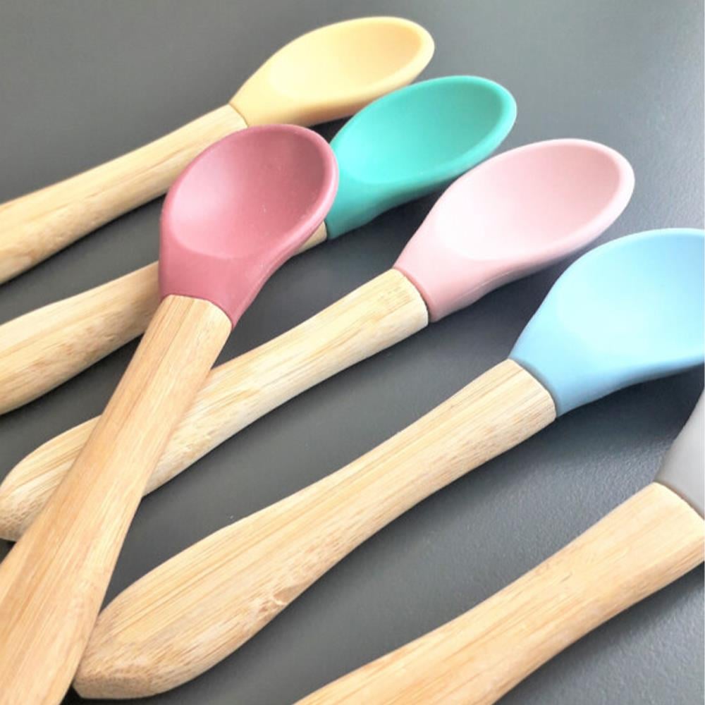 Oioi 2’Lİ Bambu Saplı Kaşık Bordo-Gri (9Ay+)