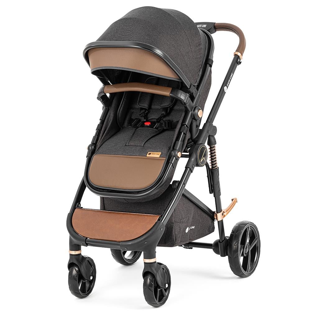 Safe Line Golf Travel Sistem Pusetli Bebek Arabası (Siyah-Kahve)