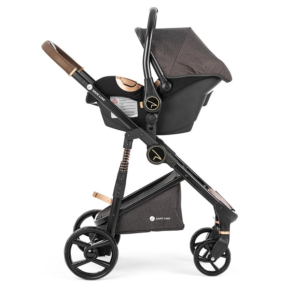 Safe Line Golf Travel Sistem Pusetli Bebek Arabası (Siyah-Kahve)