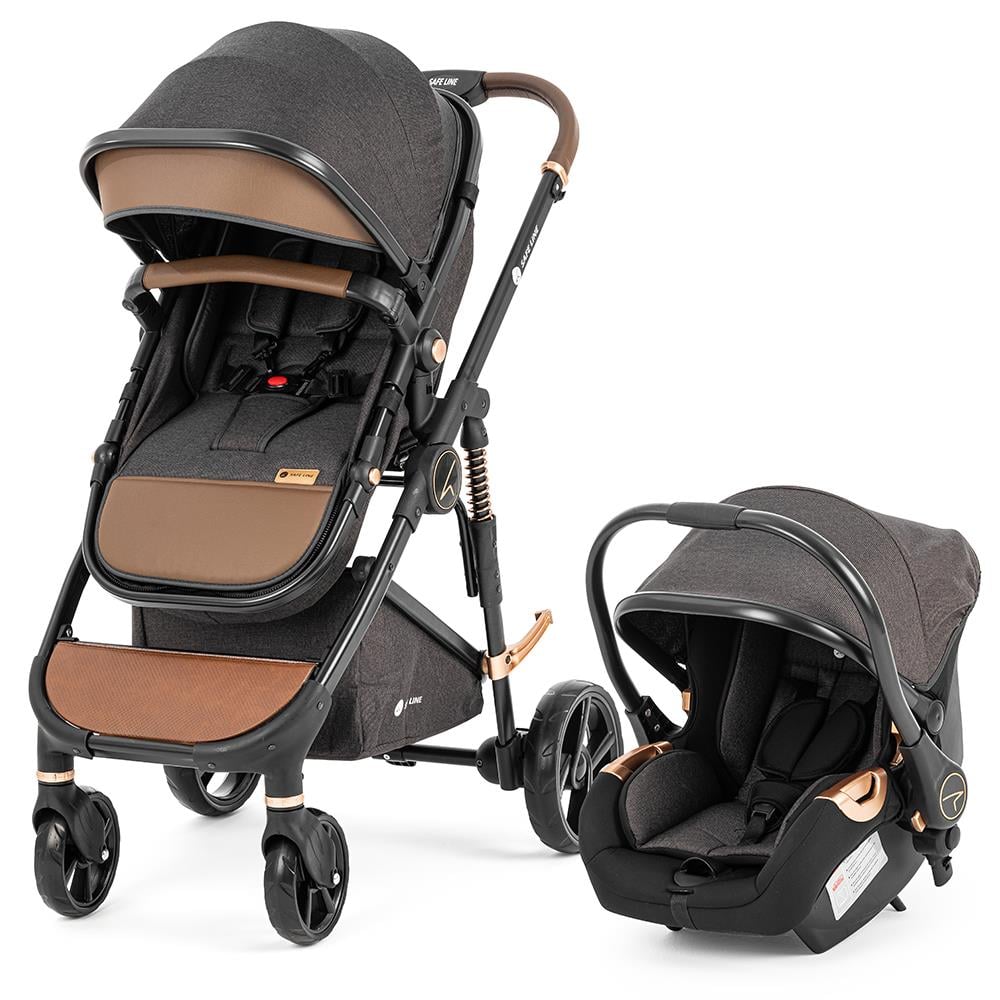 Safe Line Golf Travel Sistem Pusetli Bebek Arabası (Siyah-Kahve)