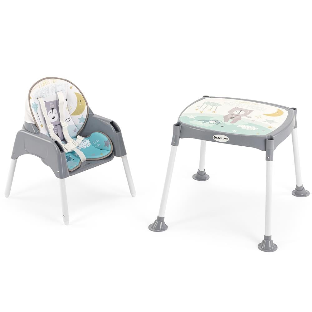 Safe Line Pocket Çalışma Masalı Mama Sandalyesi (Gri)