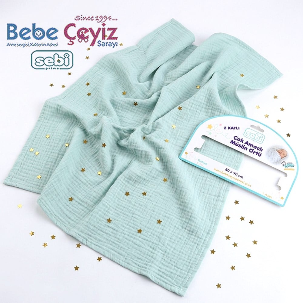 Sebi Çift Kat Müslin Bebek Battaniyesi (80x90)