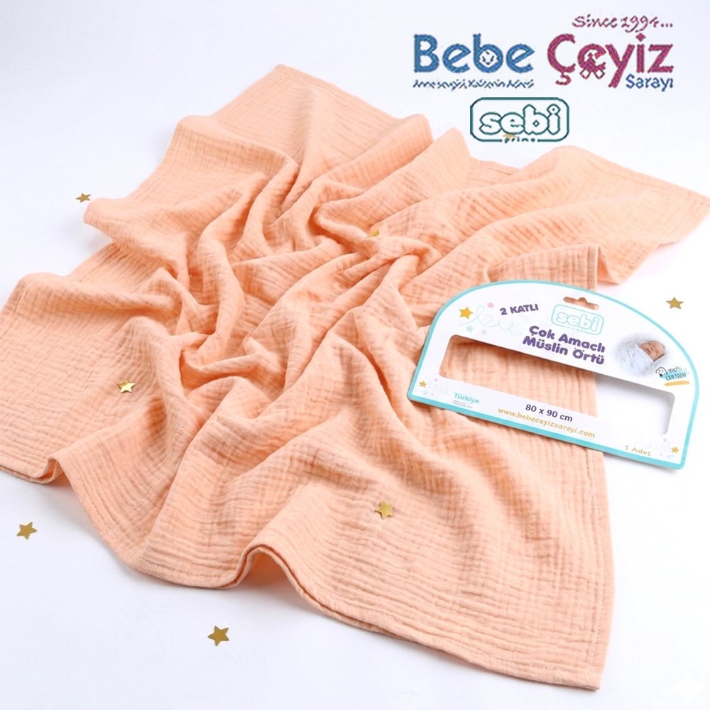 Sebi Çift Kat Müslin Bebek Battaniyesi (80x90)