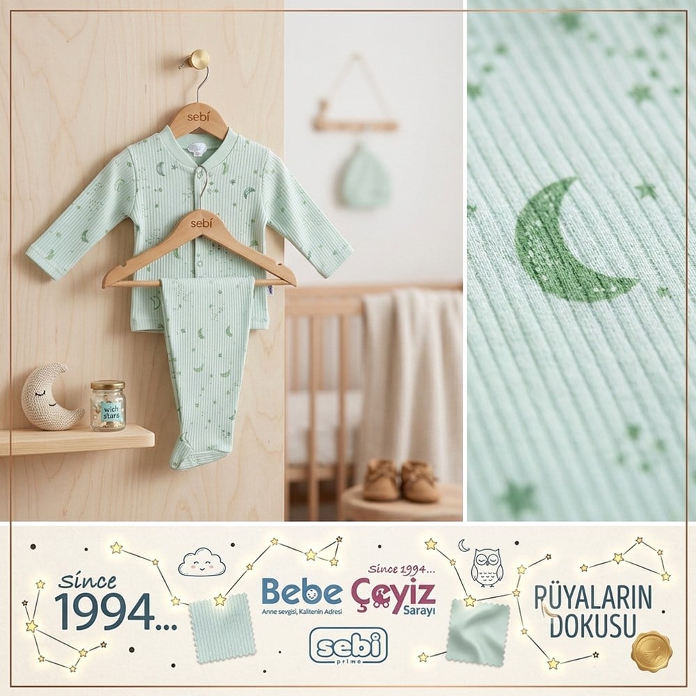 SEBİ PRİME Ay Yıldız Pijama Takım  ( 0-3 Ay )