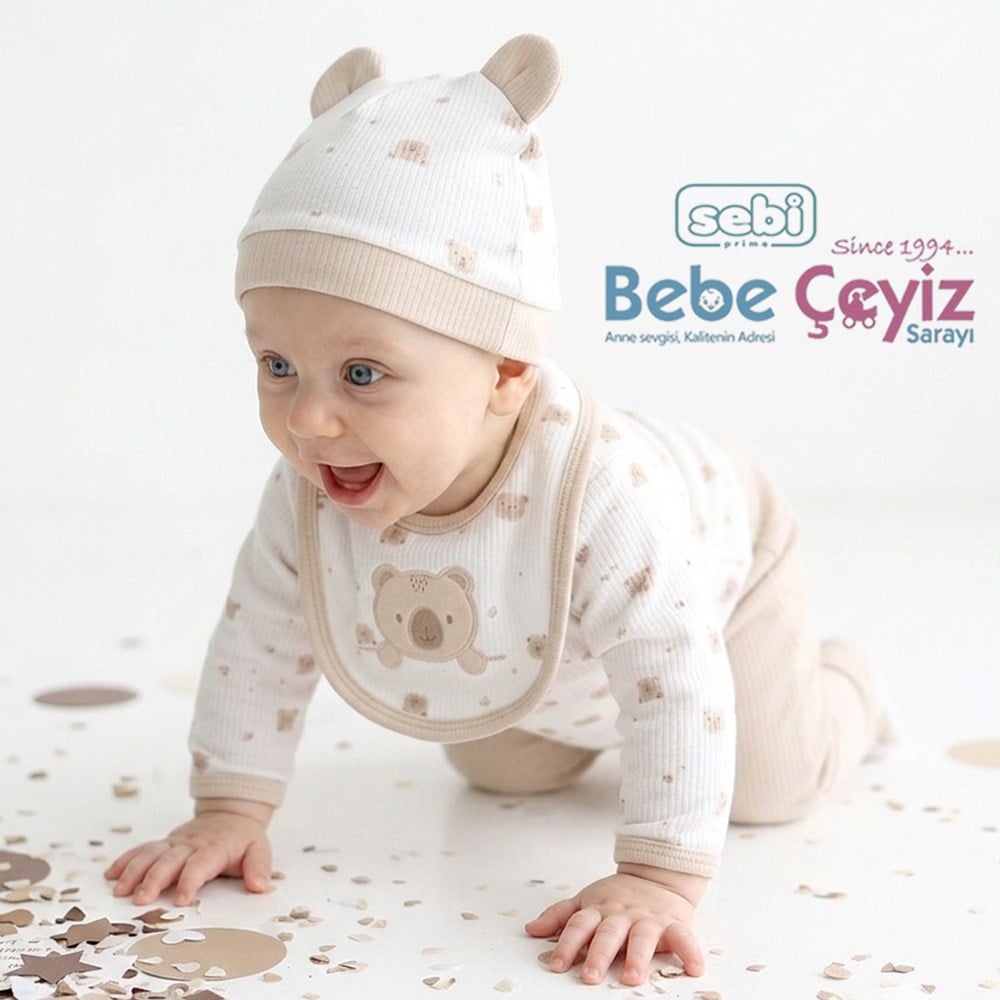SEBİ PRİME Ayı Baskılı 5'li Hastane Çıkışı ( Bej )