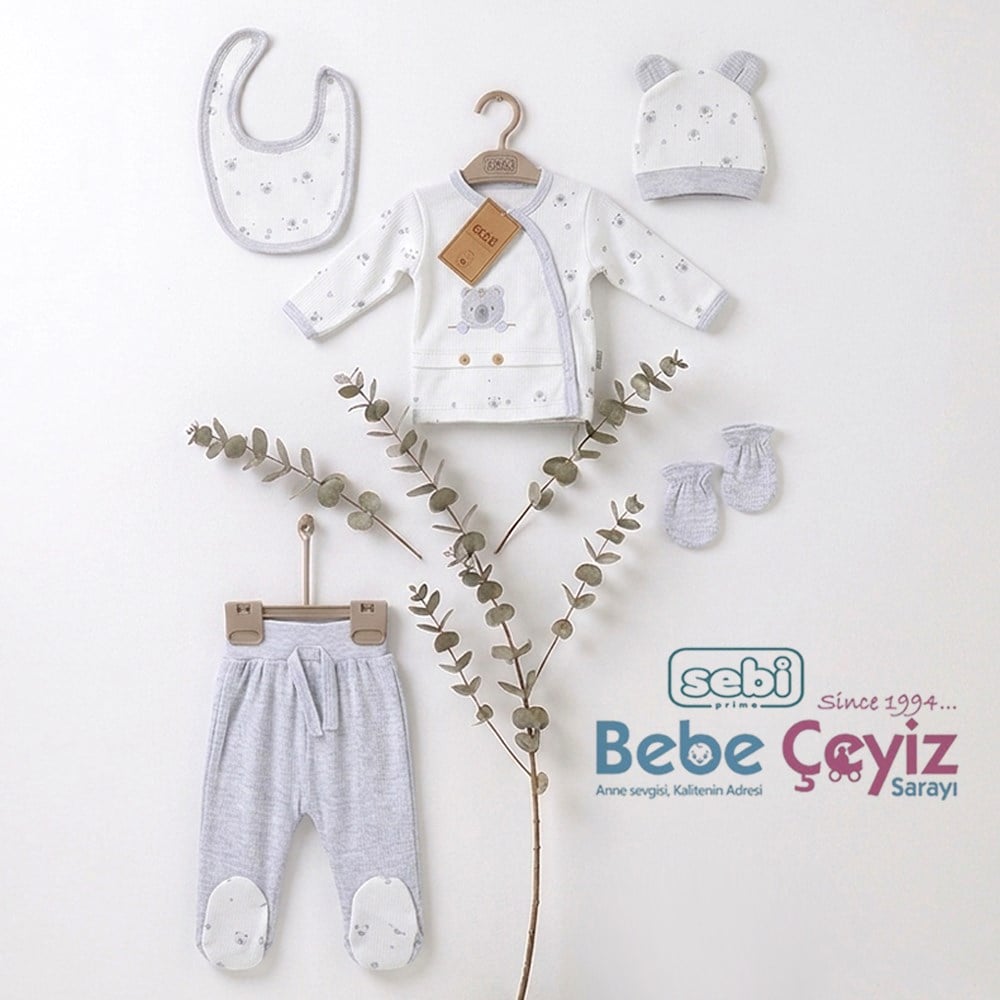 SEBİ PRİME Ayı Baskılı 5'li Hastane Çıkışı ( Gri )