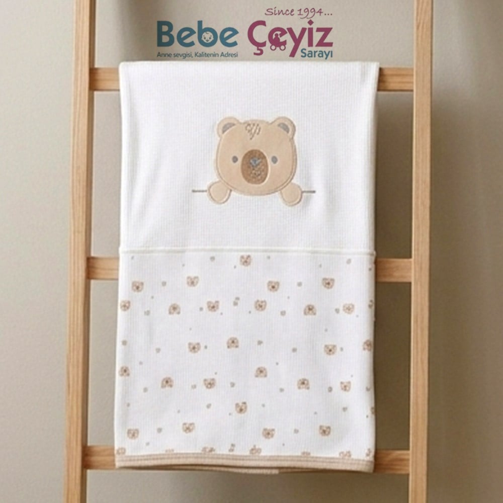 SEBİ PRİME Battaniye Kalın Raporlu İşlemeli ( Ekru Bej )