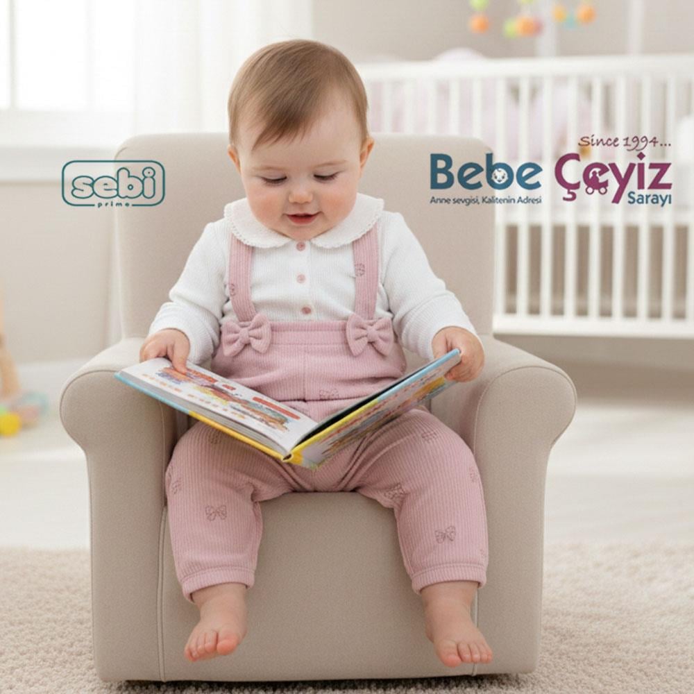 SEBİ PRİME Bebeyaka Fiyonk Desenli Tulum ( Gül Kurusu )