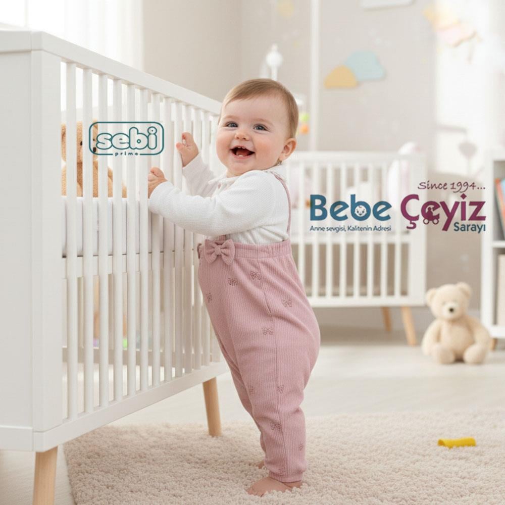SEBİ PRİME Bebeyaka Fiyonk Desenli Tulum ( Gül Kurusu )