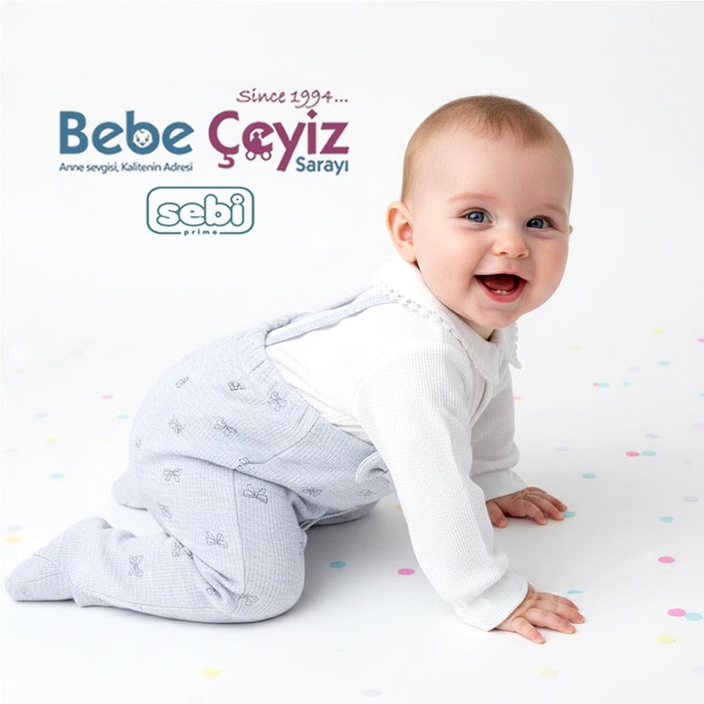 SEBİ PRİME Bebeyaka Fiyonk Desenli Tulum ( Gri )