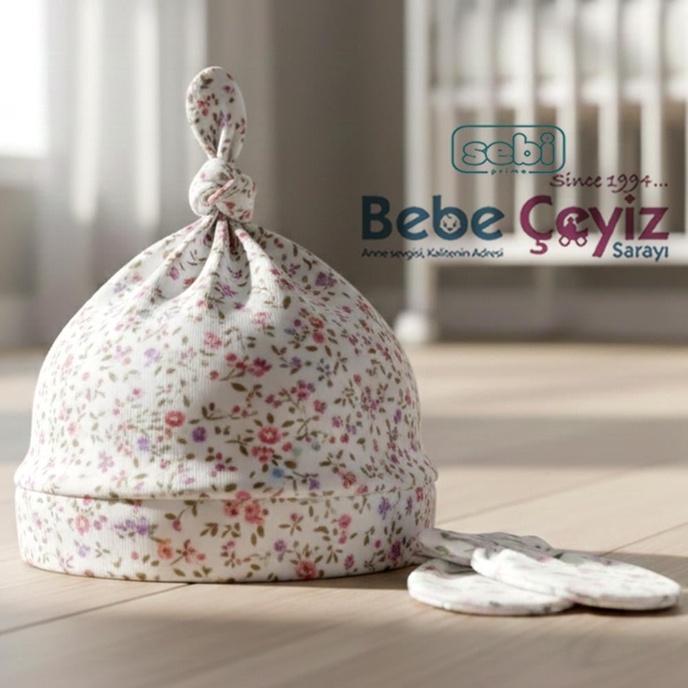 SEBİ PRİME Desenli Bağlamalı Şapka Eldiven 