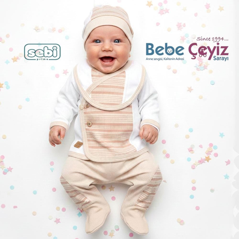 SEBİ PRİME Düğme Yakalı 5'Li Hastane Çıkışı ( Bej )