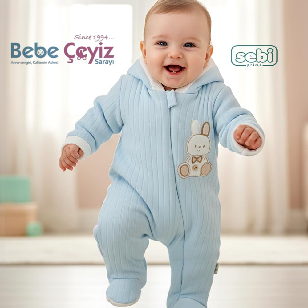 SEBİ PRİME Elyaflı Kapşonlu Tulum ( Mavi )