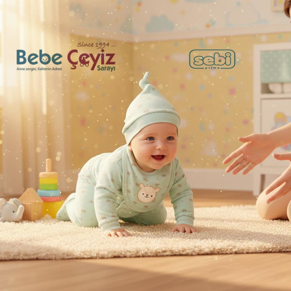 SEBİ PRİME Geyikli 5'li Hastane Çıkışı ( Mint ) (0-3 Ay)