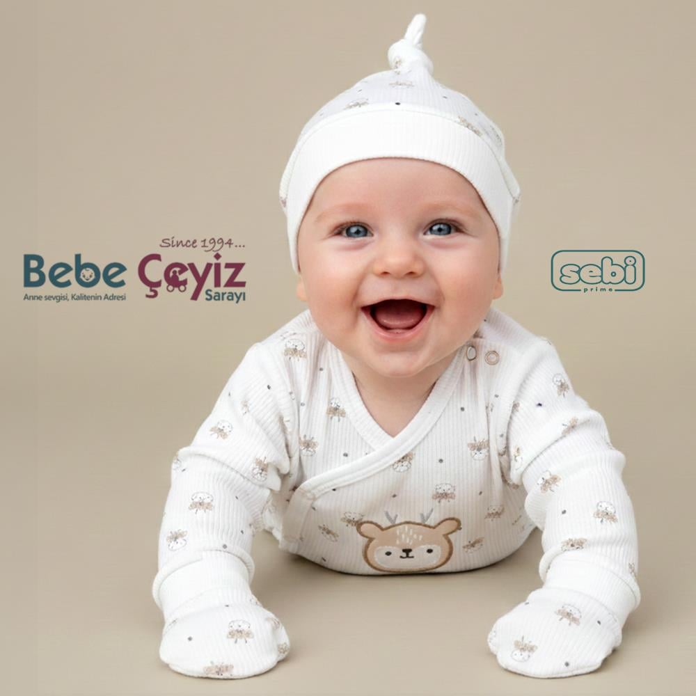 SEBİ PRİME Geyikli 5'li Hastane Çıkışı ( Ekru ) (0-3 Ay)
