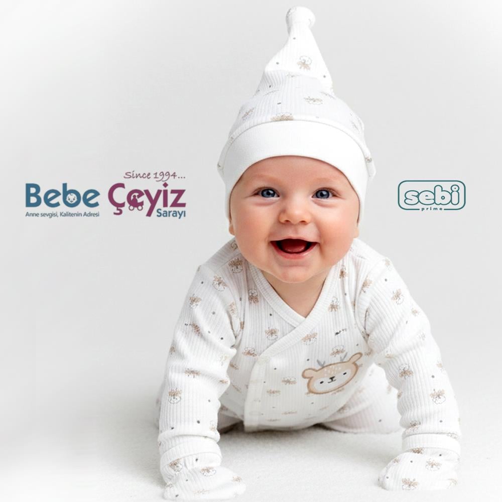 SEBİ PRİME Geyikli 5'li Hastane Çıkışı ( Ekru ) (0-3 Ay)