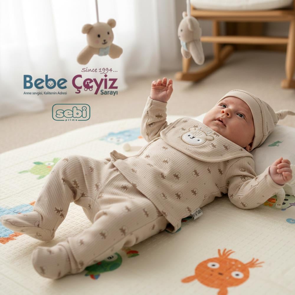 SEBİ PRİME Geyikli 5'li Hastane Çıkışı ( Bej ) (0-3 Ay)