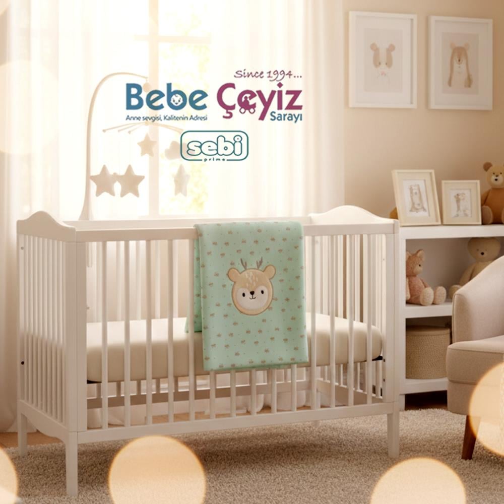 SEBİ PRİME Geyikli Battaniye ( Mint )