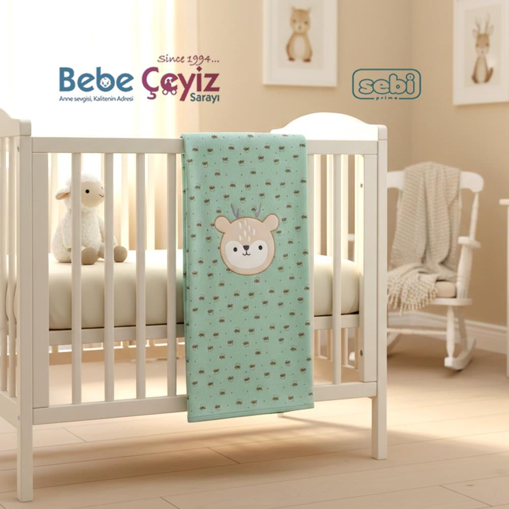 SEBİ PRİME Geyikli Battaniye ( Mint )