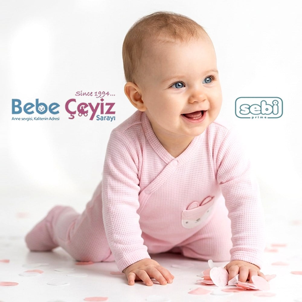 SEBİ PRİME Kedili Kruvaze Waffle Tulum ( Pembe )
