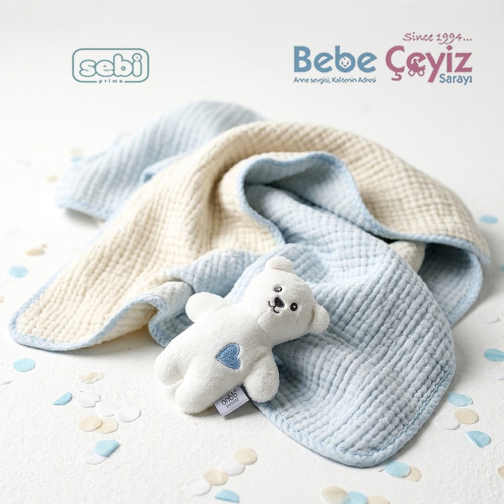 SEBİ PRİME Müslin Dolgulu Battaniye ( Mavi )
