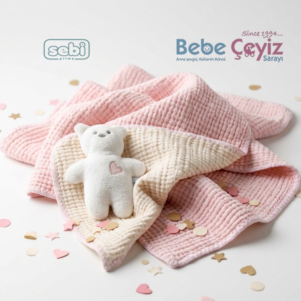 SEBİ PRİME Müslin Dolgulu Battaniye ( Pembe )