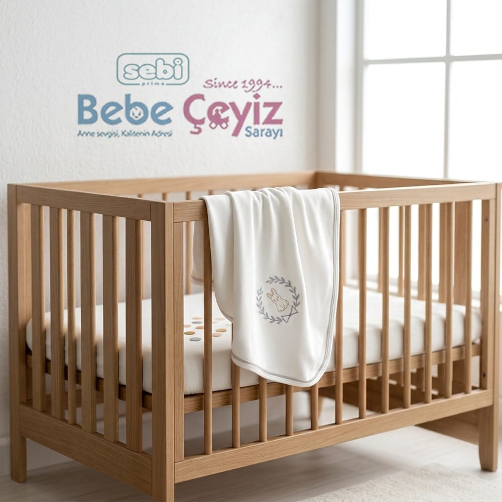 SEBİ PRİME Selanik Tavşan Tema Battaniye ( Ekru Gri )