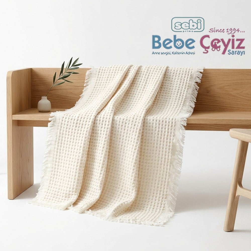 SEBİ PRİME Waffle Battaniye ( Ekru )