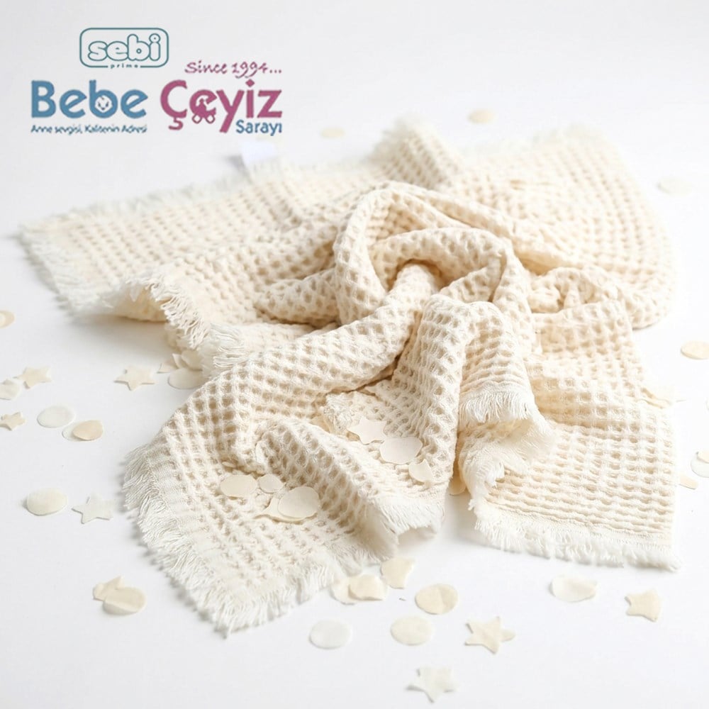 SEBİ PRİME Waffle Battaniye ( Ekru )