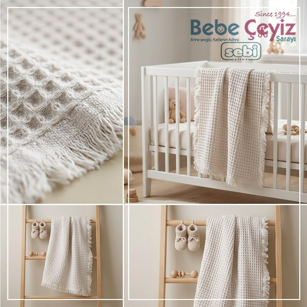SEBİ PRİME Waffle Battaniye ( Gri )