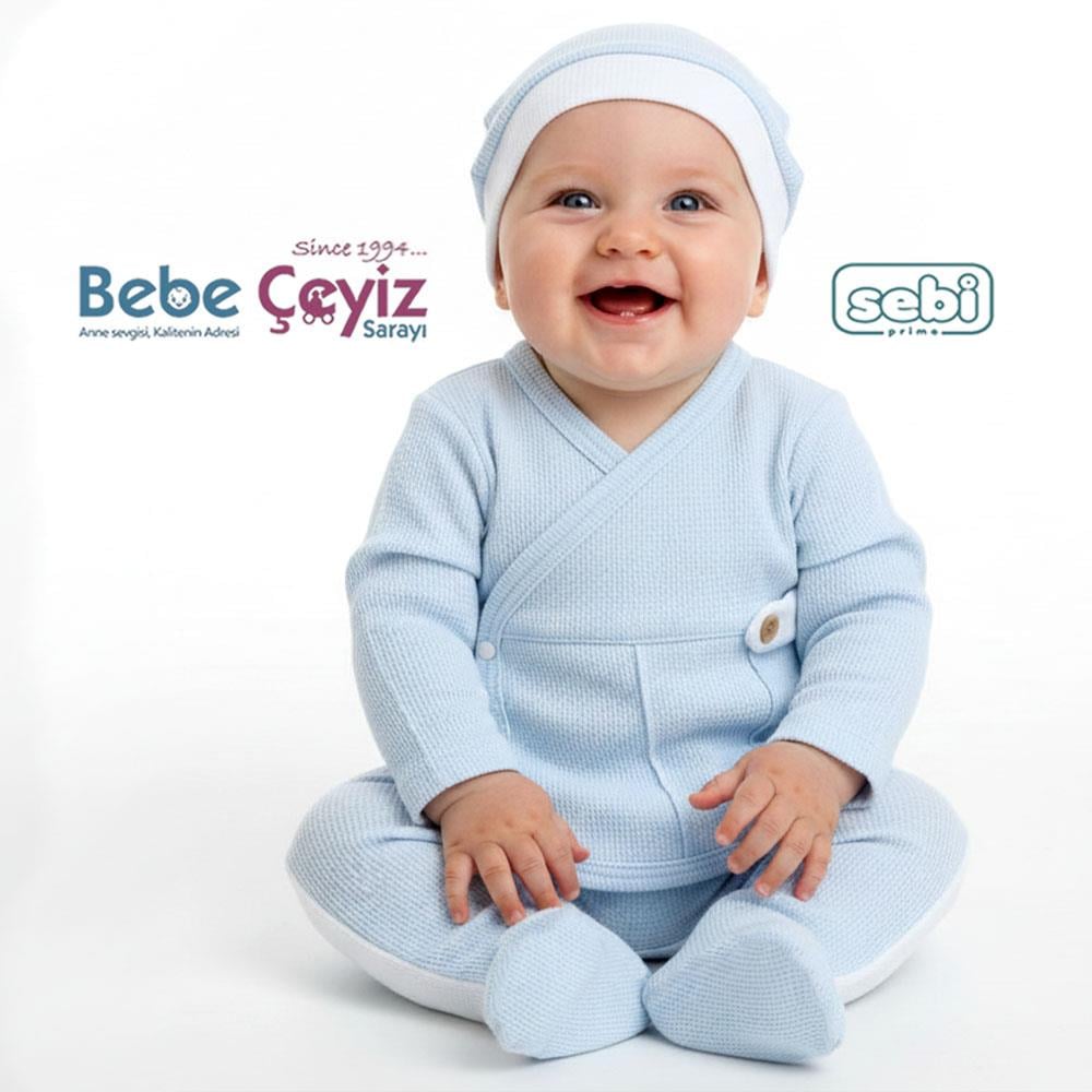 SEBİ PRİME Wafıl Apoletli Nervürlü Hastane Çıkışı ( Mavi ) ( 0-3 Ay )