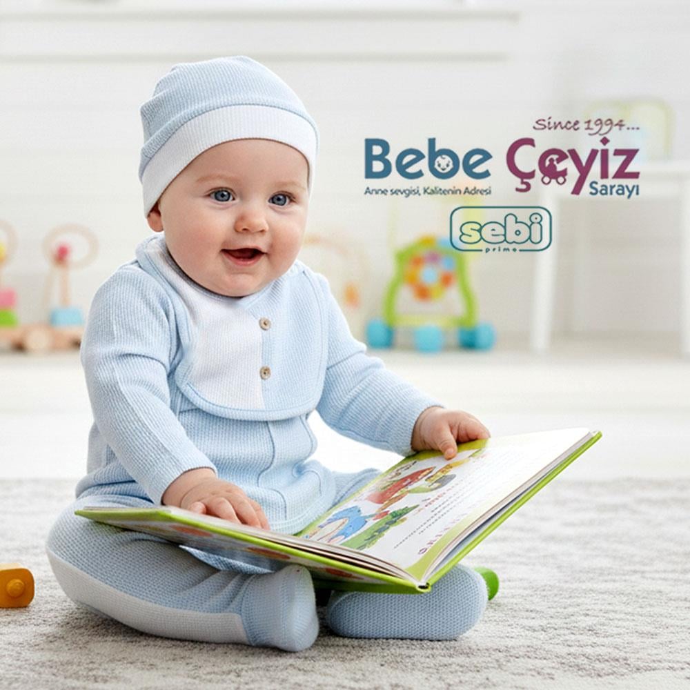 SEBİ PRİME Wafıl Apoletli Nervürlü Hastane Çıkışı ( Mavi ) ( 0-3 Ay )