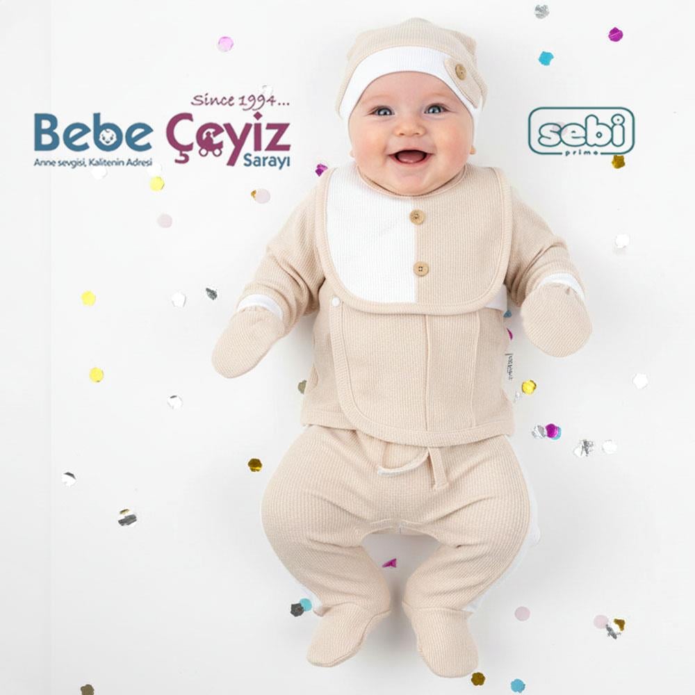 SEBİ PRİME Wafıl Apoletli Nervürlü Hastane Çıkışı ( Bej ) ( 0-3 Ay )