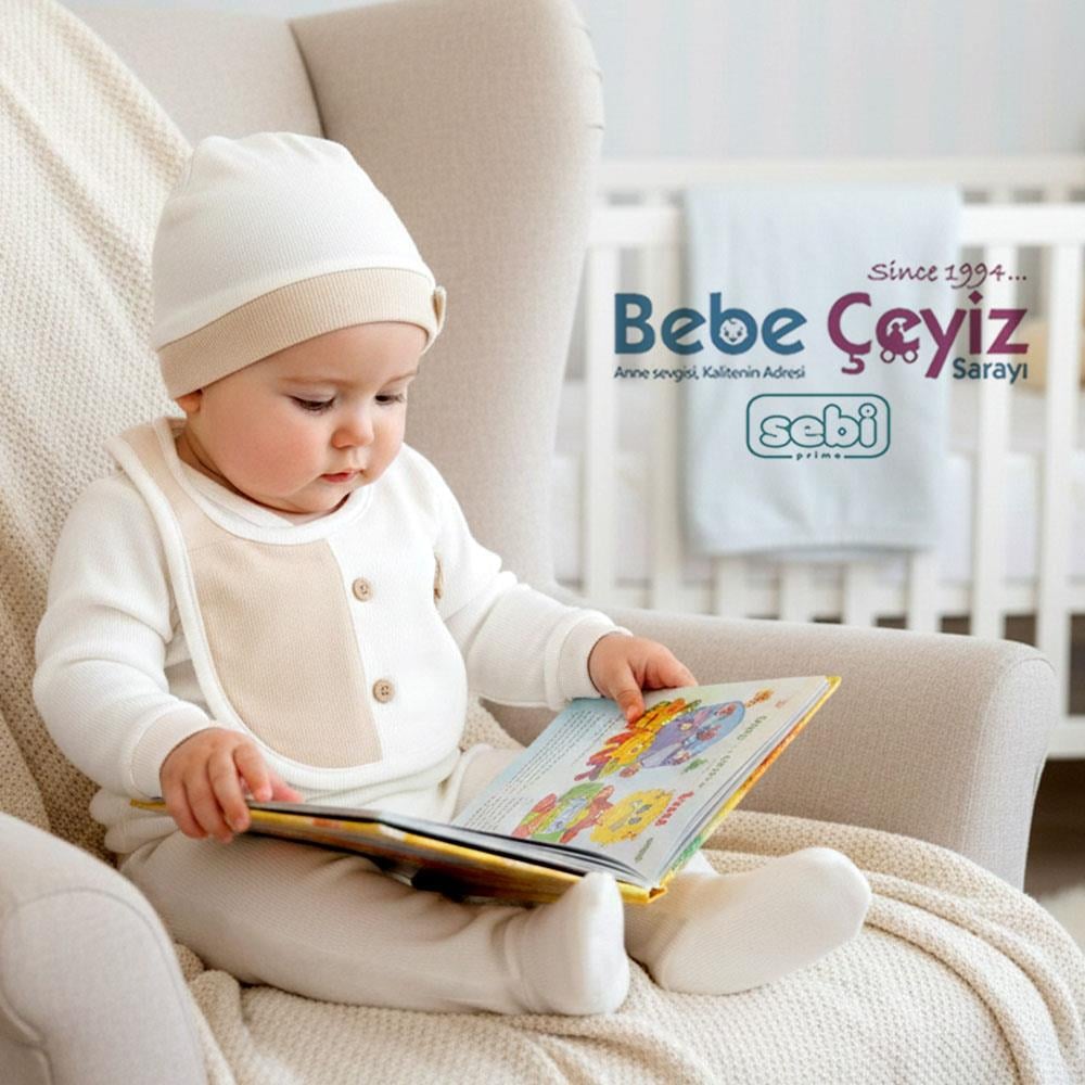 SEBİ PRİME Wafıl Apoletli Nervürlü Hastane Çıkışı ( Krem-Bej ) ( 0-3 Ay )