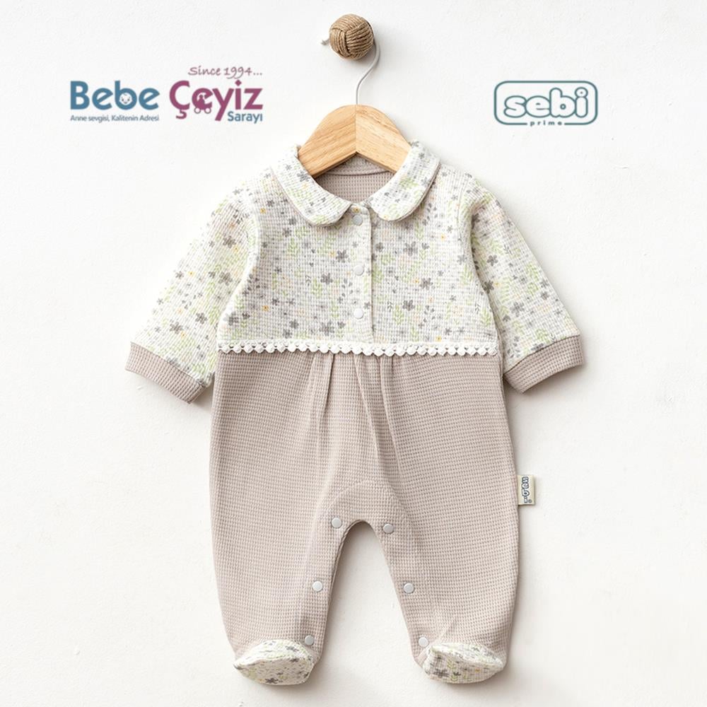 SEBİ PRİME Wafıl Çiçekli Bebe Yaka Tulum ( Gri ) 