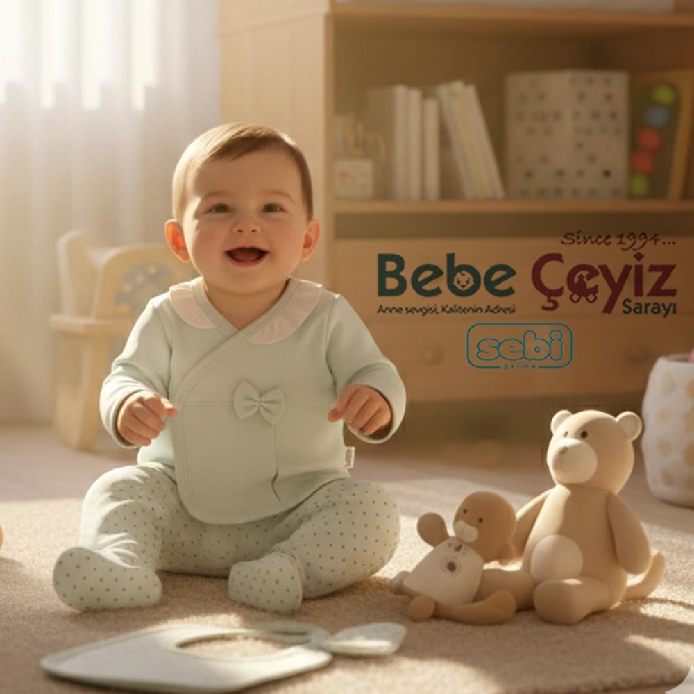 SEBİ PRİME Yaka Fırfırlı Puanlı 5'li Hastane Çıkışı ( Mint )