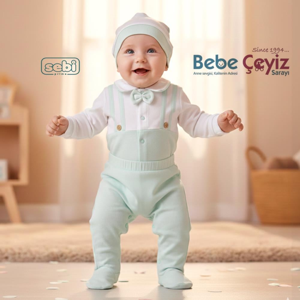SEBİ PRİME Yaka Papyonlu Askılı 5'li Hastane Çıkışı ( Mint )