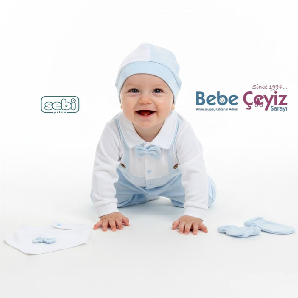 SEBİ PRİME Yaka Papyonlu Askılı 5'li Hastane Çıkışı ( Mavi )