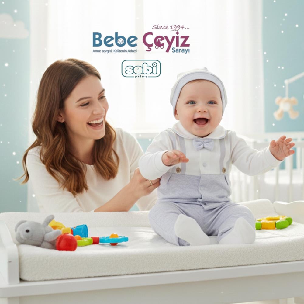 SEBİ PRİME Yaka Papyonlu Askılı 5'li Hastane Çıkışı ( Gri )