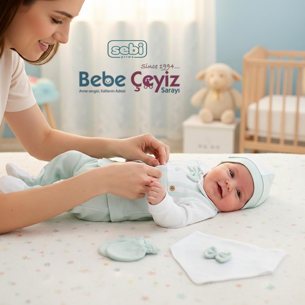 SEBİ PRİME Yaka Papyonlu Askılı 5'li Hastane Çıkışı ( Mint )