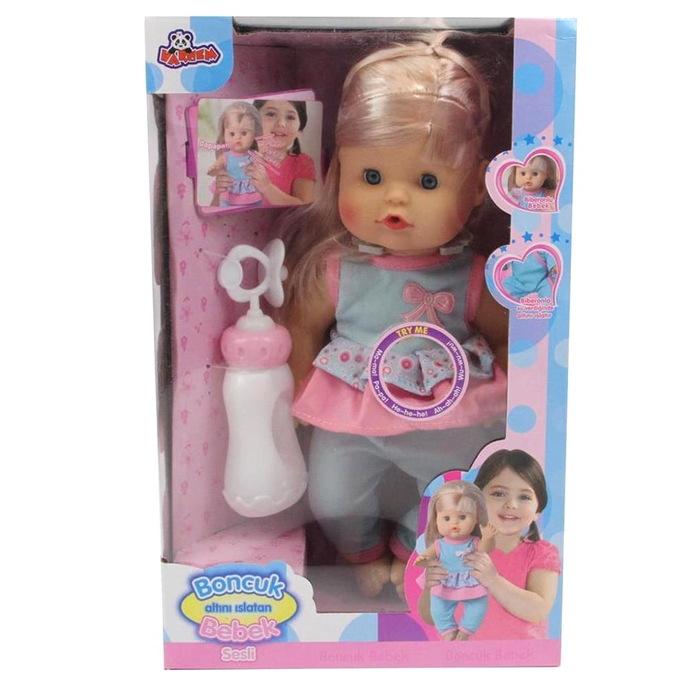 VARDEM OYUNCAK 30 Cm Emzikli Ve Biberonlu Boncuk Bebe